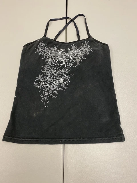 Harley Davidson Tank Top T Shirt Womens Large Black Sanford FL Spaghetti Straps