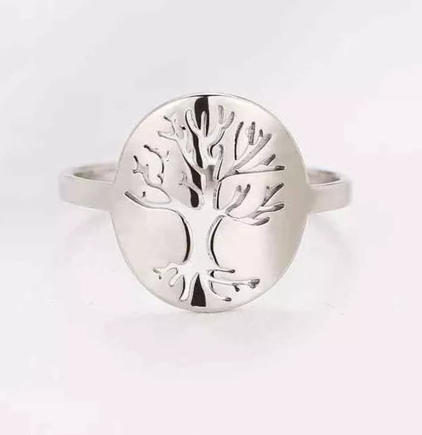 Bague arbre de vie acier inoxydable argenté bijou pour femme taille 54 / USA 7