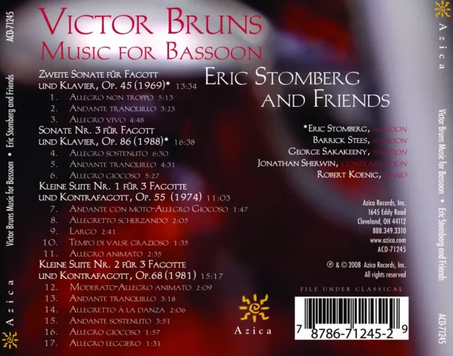 BRUNS,VICTOR Music for Bassoon (CD) (US IMPORT) 2