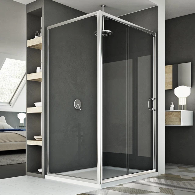 Cabine De Douche Idralite Young 1 Anta - 140 Cm, Hauteur 198 Cm, Porte Coulissante Opaque, Aluminium Et Verre (Neuf)