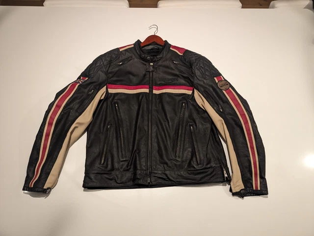 Triumph Stockton Leather Men's Motorcycle Cafe Racer Jacket 52/62 Cafe Racer