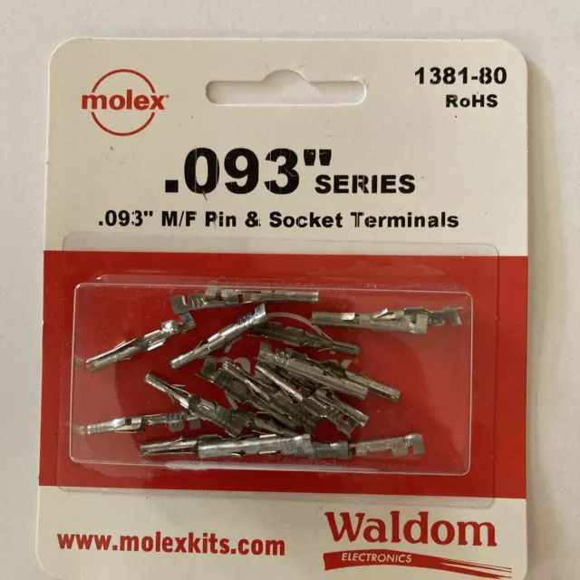 Molex 1381-80 connector pins .093 male & female, wire size 22-18AWG  10 pcs. ea.