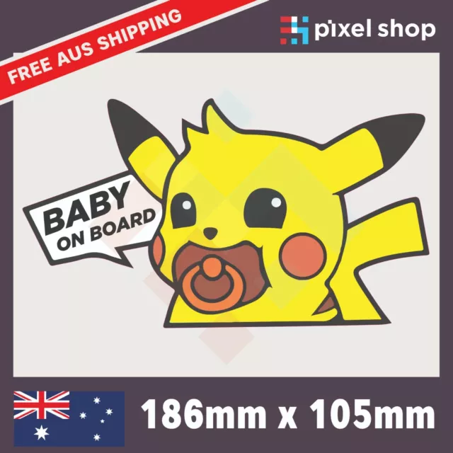 BABY ON BOARD Pikachu Sticker Decal - Cute peeking JDM Funny Drift