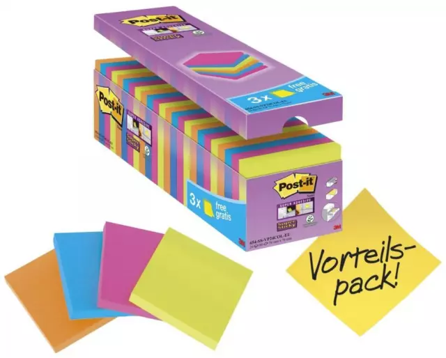 Post-it Haftnotizen Super Sticky, 76 x 76 mm, Vorteilspack