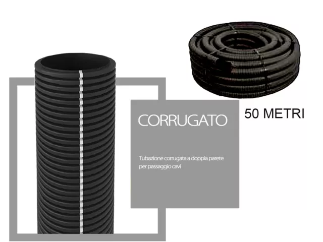 Tubo corrugato cavidotto a doppia parete diametro 40mm matassa da 50 metri