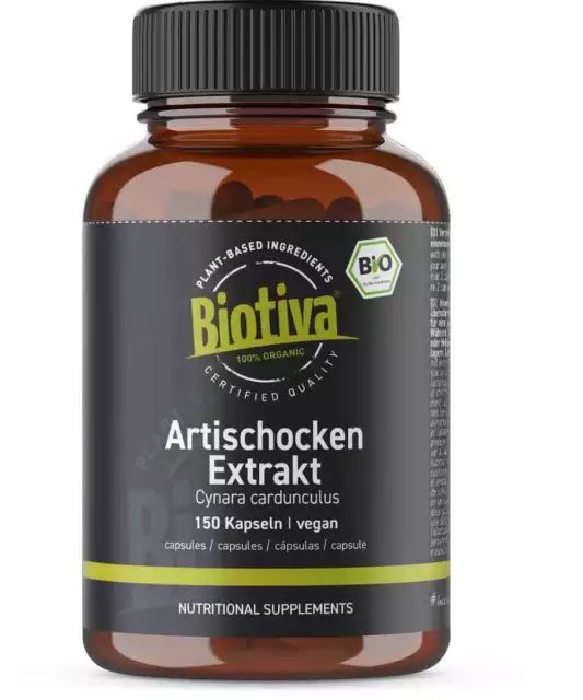 Extracto de alcachofas ecológico (150 cápsulas) biotiva (253,58 EUR/kg)