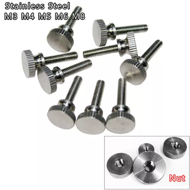 Knurled Thumb Screws / Nuts Stainless Steel Hand Grip Knob Bolt M3 M4 M5 M6 M8