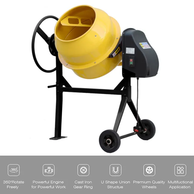 Electric Cement Mixer 140 Litre Heavy Duty Concrete Mortar Plaster Mixing Drum