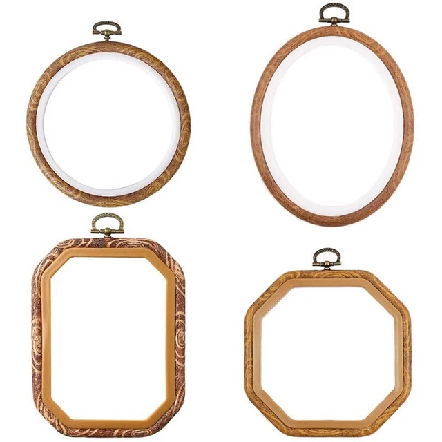 4 un. aros bordados imitados madera plástico marco de exhibición aro para artesanía artística O1L9