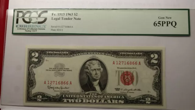 Fr.1513 1963 $2 Legal Tender Note United States Note PCGS Gem New 65PPQ