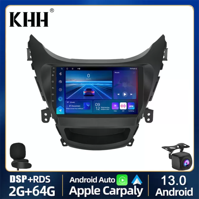 CarPlay For Hyundai Elantra 2012-2014 Android13 Car Radio Stereo GPS Navi WiFi