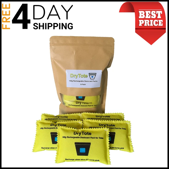 100g Rechargeable Desiccant Dehumidifier Pack of 5 - Moisture Absorbing Bag f...