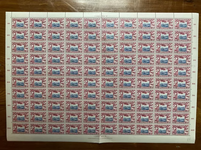 FULL SHEET OF 100pc 1934 LITHUANIA LIETUVA 40c STAMPS