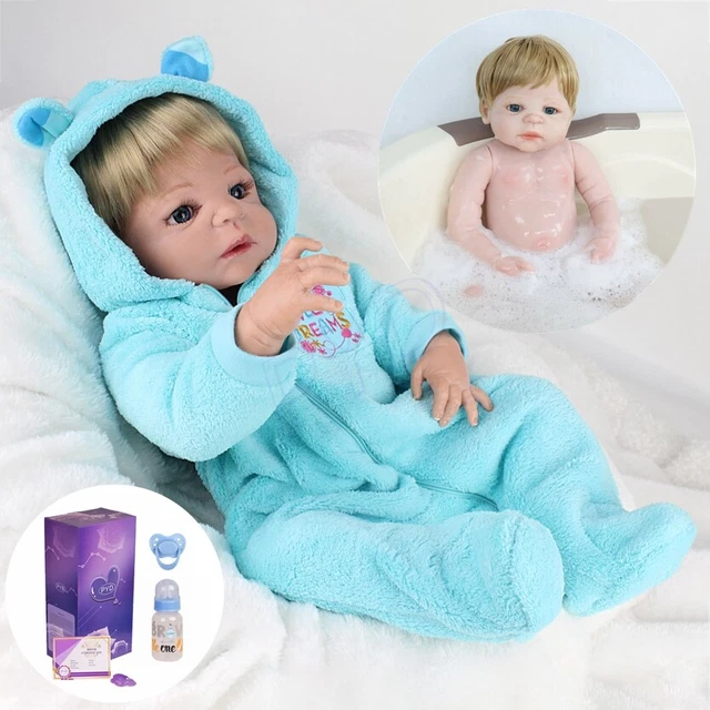 22" Big Newborn Boy Doll Waterproof Reborn Baby Dolls Full Body Silicone Vinyl