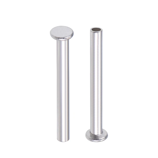 100 pz M2 x 18mm alluminio testa piatta rivetti Semi-Tubolare tono argento