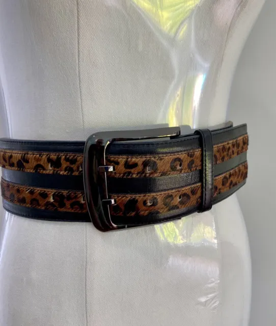 Cue Leather Belt Leopard Print Small