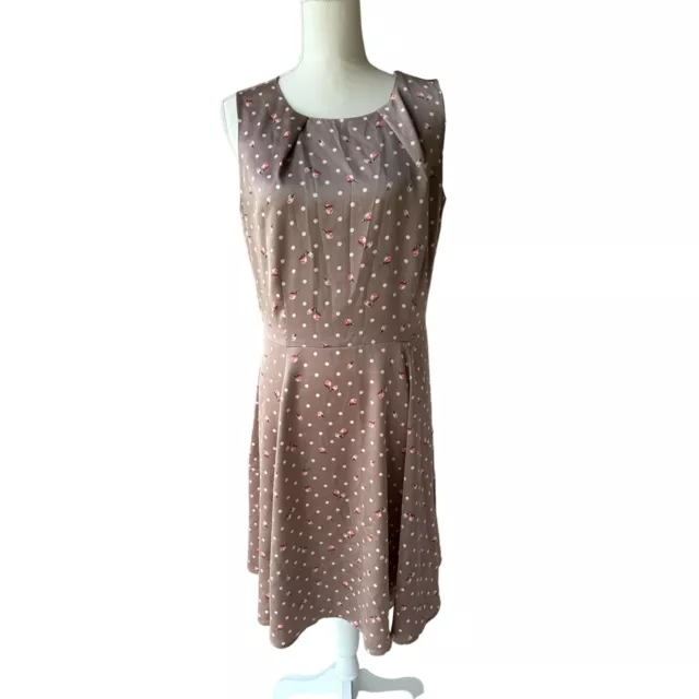 NY & CO Eva Mendes Taupe Floral Dress Size 12