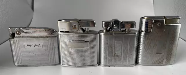 4x Vintage Chrome RONSON Lighters WILLOW Automatic ADONIS