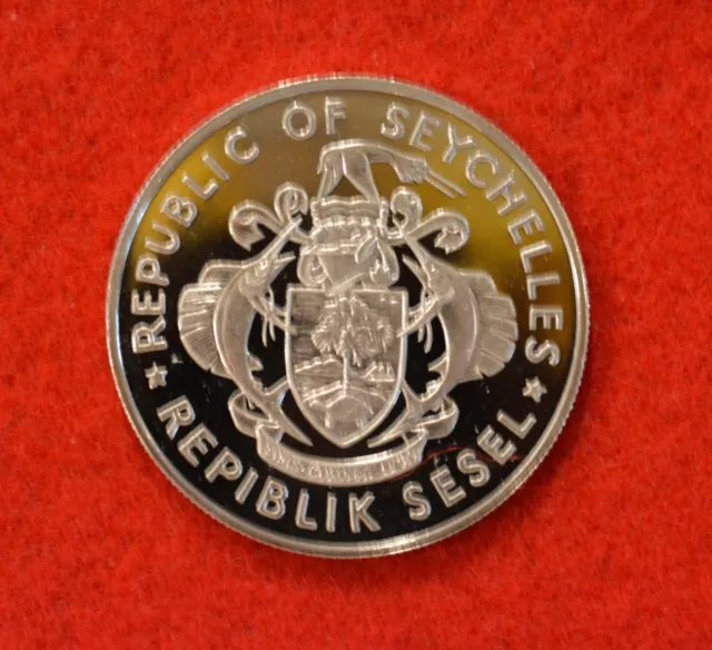 Seychelles 100 Rupees 1986- Silver- Cloudy Proof- Independence-#1151