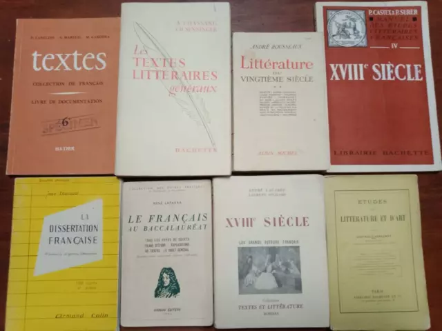 Lot 8 livres anciens scolaires - Textes Français Littérature Dissertation