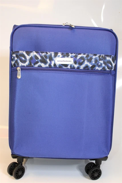 Samantha Brown Navy Leopard NEW 2PC Set Carry On & Tote Luggage S7655-47-2PC