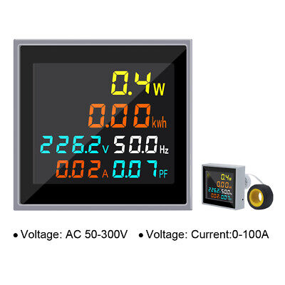 AC Voltmetro e Amperometro AC digitale doppio display LCD TA aperto 80V 300V 100A 