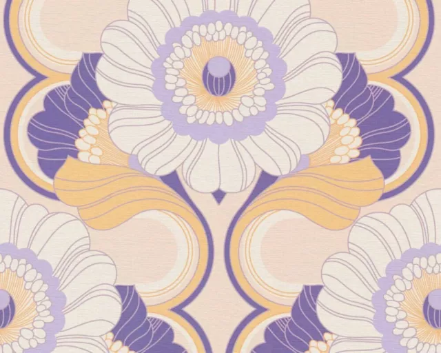 Wie Creations Retro Chic Blumenmuster Tapeten 395303 Lila/Rosa