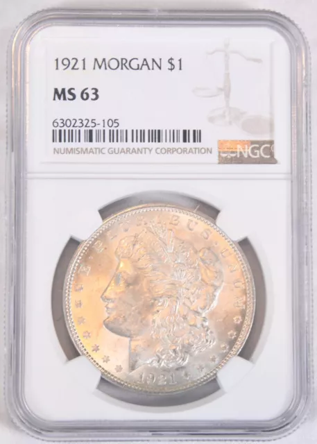 1921 Morgan Silver Dollar - NGC MS 63 toned