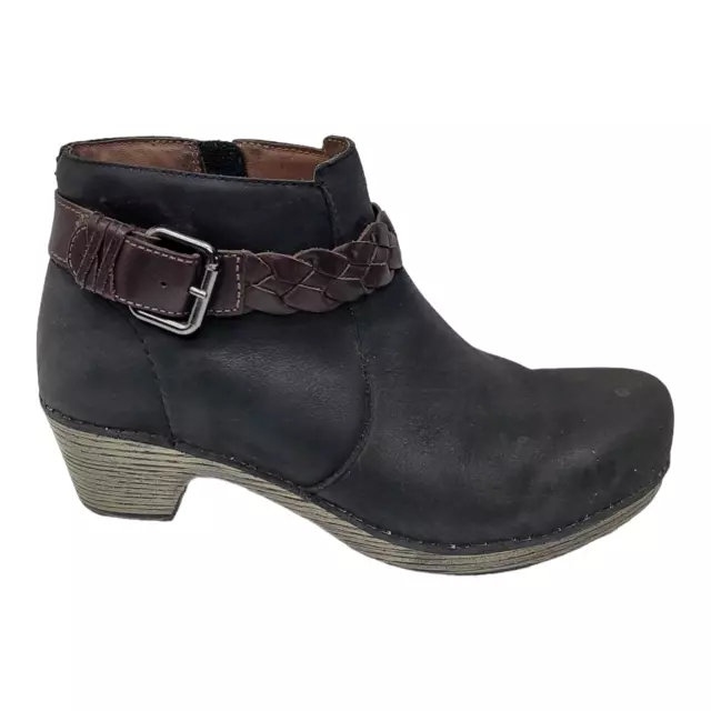 Dansko Womens 39 (US 8.5-9) Michelle Grey Nubuck Leather Side Zip Boots Buckle