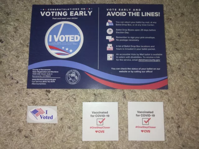 2 I Voted Stickers Unused California Primary Election 2022 Plus Bonus