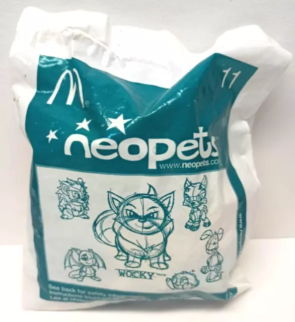 NEW RARE McDonalds Happy Meal Toy #11 Neopets "WOCKY" Fox Plush 2004