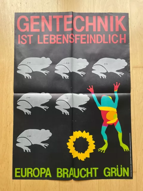 Wahlplakat die Grünen 80er Jahre - Gentechnik ist lebensfeindlich- DIN A1