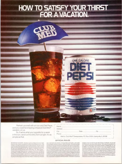 DIET PEPSI Soda Cola Drink Ad ~ 1989 Magazine Advertising Print