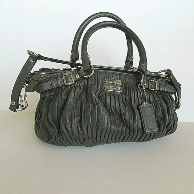 COACH MADISON Dark Brown Leather SOPHIA 2-Way Satchel Shoulder Bag #15960
