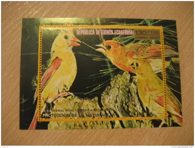 SANTA ISABEL Guinea Ecuatorial 1973 Air Mail Cancel Bloc EL CARDENAL ROJO Nature