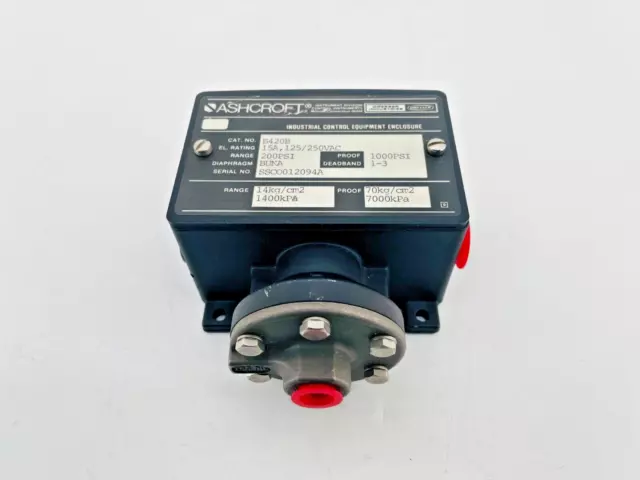 New Ashcroft B420B 200 Pressure Switch 15A 125/250VAC 200PSI 1000 PSI Proof