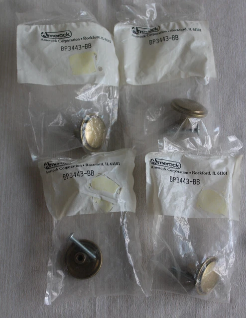 Lot of 4 Vintage Amerock Cabinet Knobs Burnished Brass BP3443BB New / Sealed
