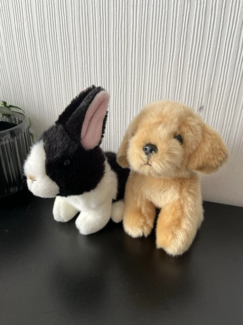 WILDBERRY PLUSH BUNDLE Small Black And White Rabbit And Labrador Dog ...
