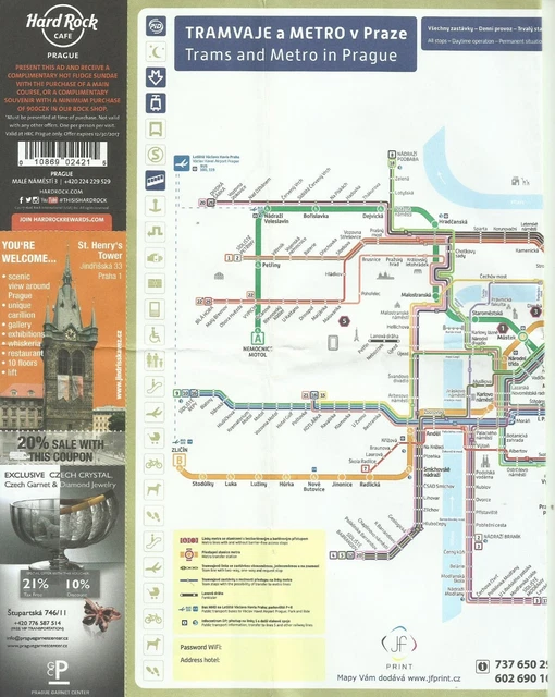 PRAGUE CZECH REPUBLIC Tramway And Metro Underground Railway Map 2016 £9 ...