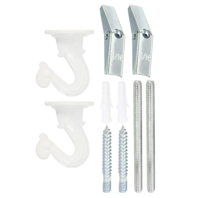 2 Set 1.5" x 1.3" Ceiling Hook, Orchid Hooks with Mounting Hardware, White