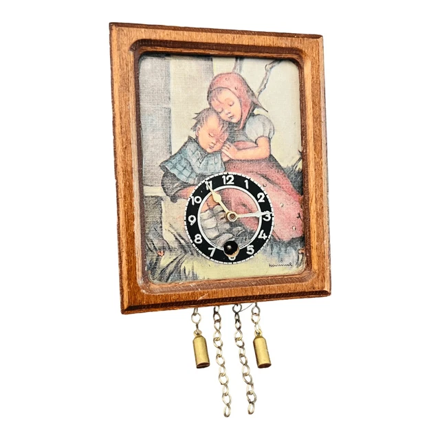VINTAGE HUMMEL MINIATURE Wall Clock, missing Pendulum and Winding Key