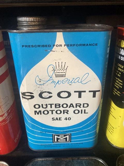 1950’s - Scott Outboard Motor Oil Can - 1 Quart - Great Shape!! 1950’s - Scott Outboard Motor Oil Can - 1 Quart - Great Shape!!