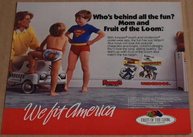 1987 PRINT AD Underoos Funpals Fruit of the Loom Boys Superman Alf