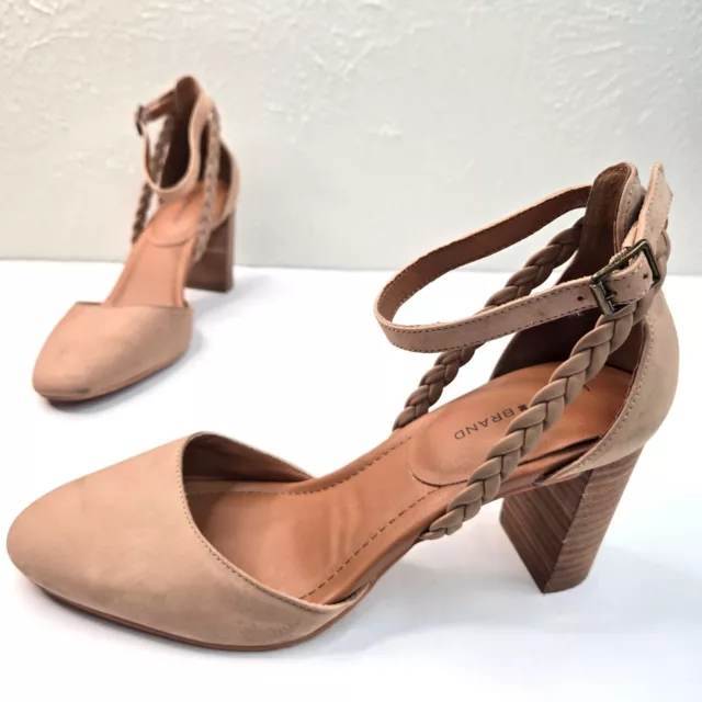 Lucky Brand Chunky High Heel Pumps Sz 9.5 Tan Suede High Heeled Dressy Shoes