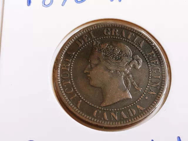 1876 H Canada Bronze Large Cent VF Coin 1c Canadian Circulated Very Fine 3