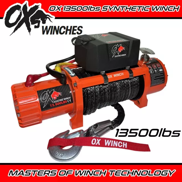 OX ELECTRIC WINCH 13500lb 12v SYNTHETIC ROPE WIRELESS RECOVERY - ORANGE