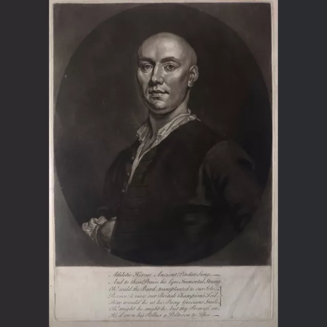 Antique 18th Century Mezzotint Engraving JOHN BROUGHTON Boxing Champion 1740