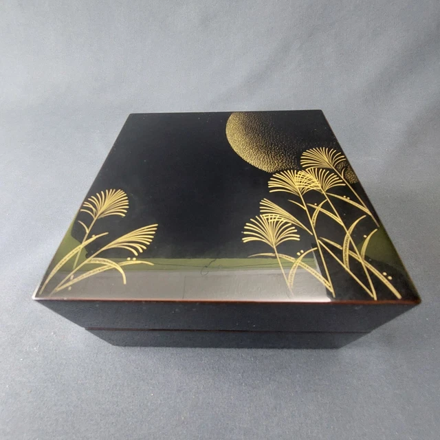 2 Petites Boîtes à Bijoux En Bois Laqué Noir – Décor De Fleurs