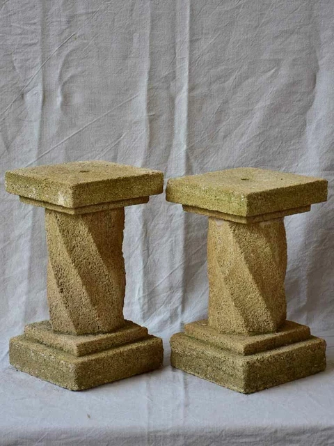 Pair of mid-century twisted column pedestals 16½" 3
