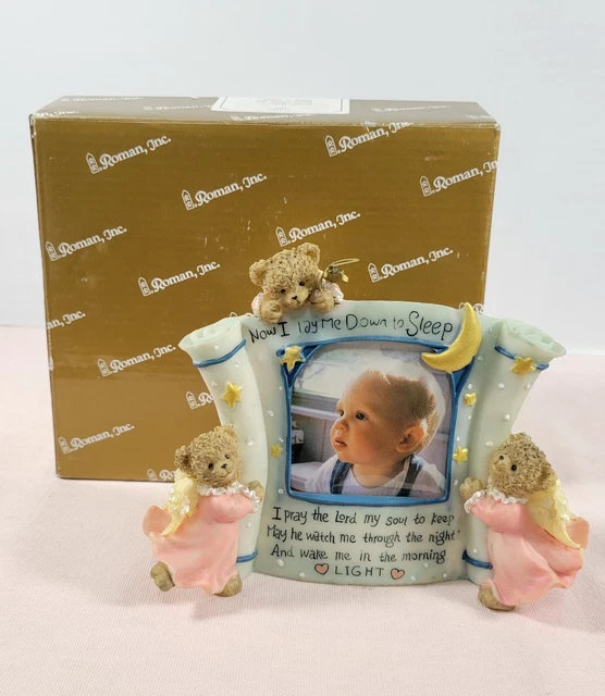 Shelly Rasche Prayer Bear Figurine "Now I Lay Me Down...1999 picture frame girls